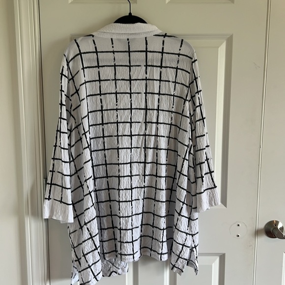 Ali Miles Blouse Tunic 1X Wire Collar Crinkle Art To Wear Lagenlook Checked - Picture 6 of 8